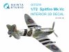 Quinta Studio QD72235 Spitfire Mk.Vc 3D-Printed & coloured Interior on decal paper ( Airfix ) 1/72